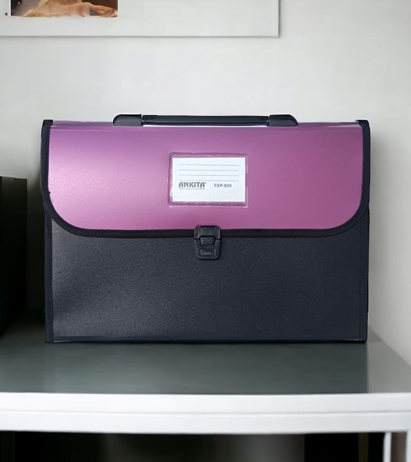12-Pocket Expanding File Folder with Handle and Buckle Closure - Maroon | A4 Size Document Organizer